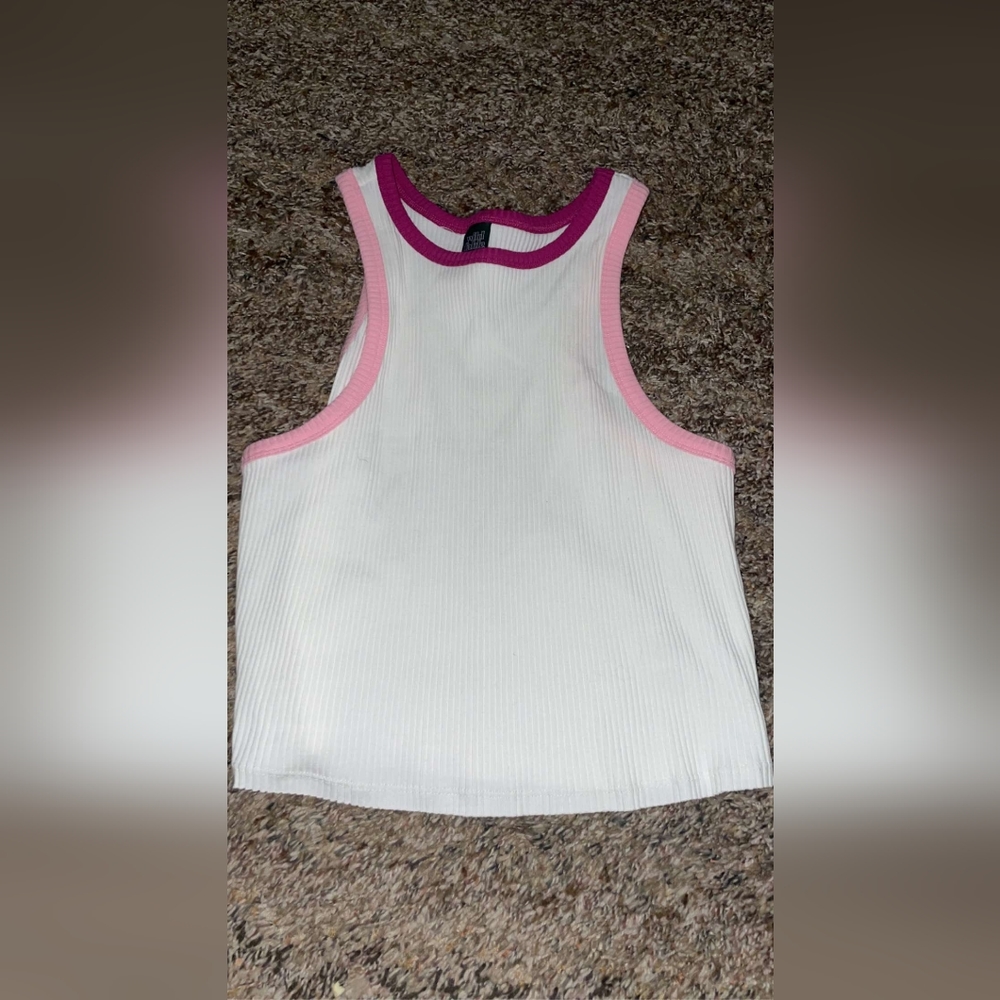 Pink and white tank top